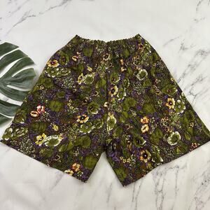 Carol Horn Womens Vintage 90s Pull On Shorts Size M Green Purple Floral Mom